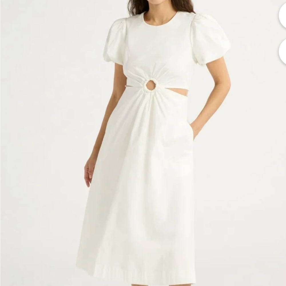 Elegant White Puff Sleeve Dress